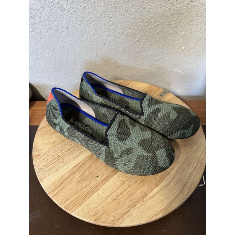 ROTHY'S 'The‎ Loafer' Green Olive Camo Slip On Flats Size 3
